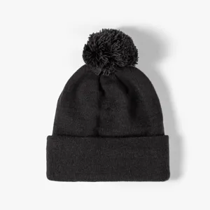 Autumn winter solid color knitted beanie hat for men women warm pom pom ski cap dailywear