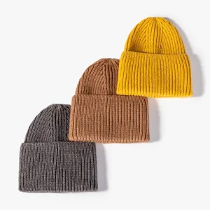 Unisex Winter Warm Knit Beanie Solid Color Soft Stretchy Casual Cuffless Slouchy Skull Cap Fashion Outdoor Ski Hat