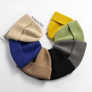 Winter Einfarbig Gestrickte Beanie Mütze Warme Kaschmir-Mischung Ski Mütze Für Herren Und Damen
