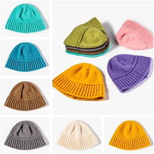 Solid color knitted beanie hat for women and men autumn winter casual warm skull cap soft knitwear