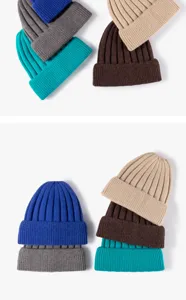 Gorro de punto acanalado de invierno para mujer, gorro de lana cálido y grueso para días fríos.