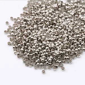 Stainless steel metal crimp beads for DIY jewelry making, beading, and crafting supplies.