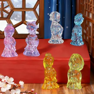 Crystal ancient beauty figurine toys for kids girls colorful transparent decorative gifts.