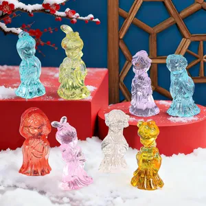 Colorful crystal ancient beauty action figure toy set for kids pretend play and party decor