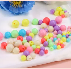 Perline acriliche solide colore macaron DIY braccialetto collana accessori gioielli perline sfuse