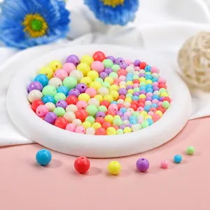 Perline in Acrilico Colore Macaron Perline Sfuse Tonde Pene Fai da Te Braccialetto Collana Accessori per Creazione Gioielli Materiali Artigianali