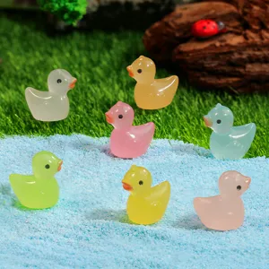 Lichtgevende hars eenden miniatuur landschap schattige kleine gele eend ornamenten voor DIY