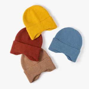 Korean style knit beanie for autumn and winter, warm wool hat with multiple colors, soft and cozy.