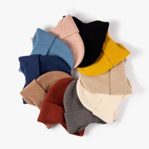 Colorful ribbed knit beanie winter warm hat stylish casual fashion soft thick solid color cap