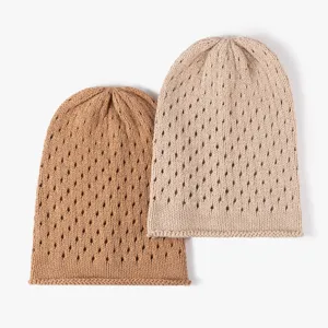 Fashion knitted hollow slouchy beanie hat for women autumn winter warm casual stylish cap
