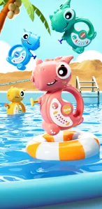 Vue détaillée du pistolet à eau dinosaure pour s'amuser à la piscine et à la plage d'été.