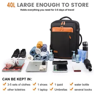 Großer 40L Geschäftsreise-Rucksack mit wasserdichtem Stoff, ideal für kurze 3-5 Tage Reisen.