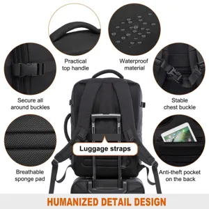 Business Laptop Rucksack mit wasserdichtem Material, atmungsaktiver Polsterung und Gurt.