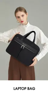 Professionelle schwarze Laptoptasche mit doppelten Griffen und Fächern für das Büro.