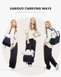 Minimalistischer Damen Reise Laptop Mode Großkapazität Farblock Rucksack multifunktional