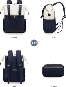 Mehrwinkel-Detailansichten mit Vorderseite, Ruckseite und Seiten des modischen Rucksacks.