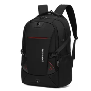 Grosser schwarzer Business-Rucksack mit vielen Fächern für den täglichen Weg zur Arbeit ideal.