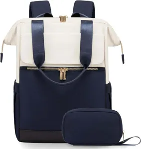 Stilvoller zweifarbiger reise laptop rucksack mit grossem fach und kleiner tasche