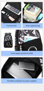 Großer kapazität wasserdichter schulrucksack für jungen mit mehreren fächern laptopfach.