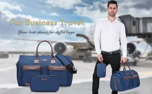 Große Canvas Reisetasche für Herren mit passenden Kulturbeuteln für Geschäftsreisen.
