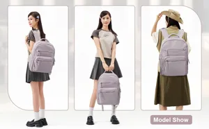 Großer Damen Reise-Rucksack mit Laptop-Fach und vielen Taschen in elegantem Helllila.