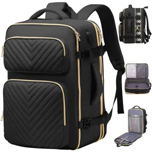 Unisex Oxford Gewebe Erweiterbarer Reise Laptop Rucksack Viele Taschen Wasserdichter Schule Buch Tasche Mit Kleiner Beutel Für Herren Damen