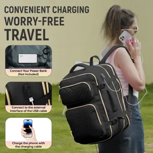 Großer Damen Reise Laptop Rucksack mit USB Ladeanschluss und elegantem modischen Design.