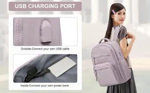 Reise Laptop Rucksack Damen Grosse Kapazitaet Handgepaeck mit USB Ladeanschluss Alltag
