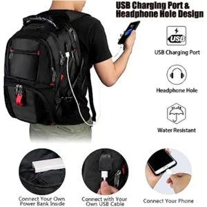 Multifunktionaler Laptop-Rucksack mit USB-Ladeanschluss und praktischem Kopfhöreranschluss.