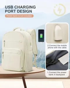 Damen große Kapazität Reiserucksack mit USB Ladeanschluss, Laptoptasche für Schule.