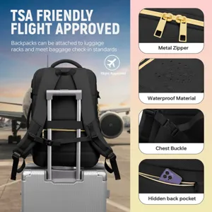 Reise Laptop Rucksack Damen groß Kapazität wasserdicht TSA zugelassen Handgepäck schwarz