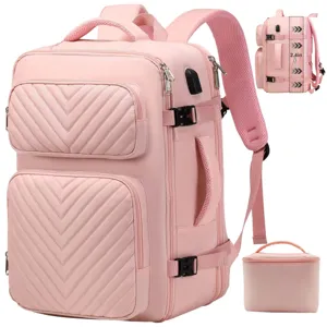 Rosa Reiserucksack Laptopgroßraum Multifunktion Freizeit Schulranzen für Damen Rucksack.