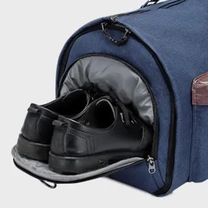 Herren Reisegepäck Tasche mit separatem Schuhfach große Kapazität blaue Stoffreisetasche