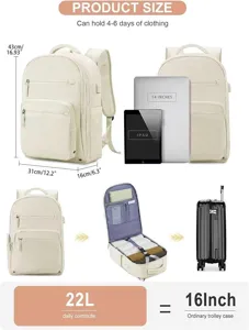 Großer Reiserucksack für Damen, multifunktionaler Laptop-Rucksack für Arbeit und Alltag.