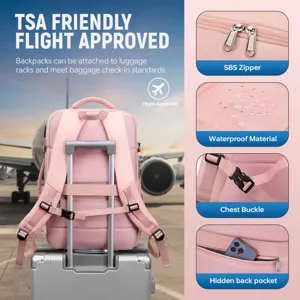 Rosa Reise Laptop Rucksack, große Kapazität wasserdichte lässige Tagesrucksack für Frauen.