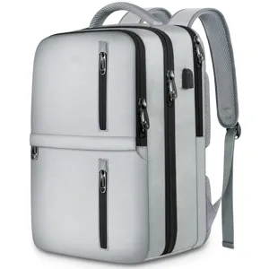 Grosser Reise Laptop Rucksack 17 Zoll Business Tagesrucksack mit USB Ladeanschluss Grau