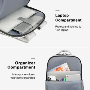 17 zoll reise laptop rucksack mit mehreren faechern und organizer taschen fuer den arbeitsalltag.