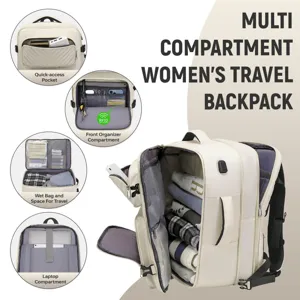Vielseitiger Damen Reiserucksack mit Laptopfach und Nassfach für optimale Organisation.