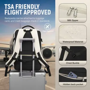 Reise-Laptop-Rucksack Detail mit TSA-Design, wasserdichtem Material und SBS-Reißverschluss.