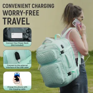 Minzgrüner Damen Laptop Rucksack, große Kapazität multifunktionaler Reise Tagesrucksack.