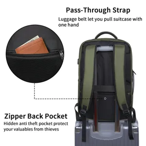 Reise Laptop Rucksack 17 Zoll Business Freizeit Alltagstasche mit praktischem Koffergurt