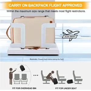 Detailansicht des Reise-Rucksacks mit flugtauglichen Maßen und Overhead-Ablage.