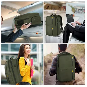Detailansicht des 17-Zoll Reise Laptop Rucksacks, zeigt große Kapazität und mehrere Fächer.