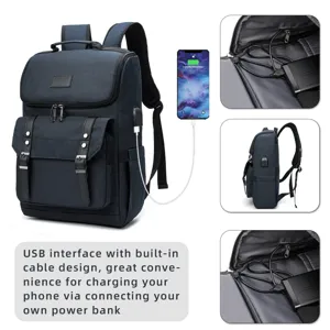 Oxford Stoff Business Rucksack mit USB Ladeanschluss, multifunktionaler Freizeittasche.