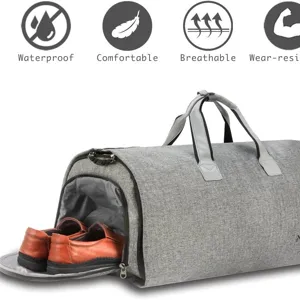 Große graue Reisetasche mit separatem Schuhfach für Geschäftsreisen und Wochenenden.
