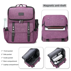 Oxford Stoff multifunktionaler Laptop Rucksack, stilvoller violetter Reise Schulranzen.