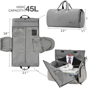 Reiseanzug Tasche 45L faltbare Anzugtasche Weekender Reisetasche Business Herren grau