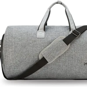 Große graue Reise-Duffelbag mit verstellbarem Schultergurt für Herren Geschäftsreisen.