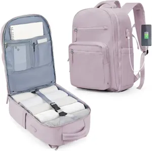 Große Damen Reiserucksack, wasserdichte Laptop Rucksack für Geschäftsreise mit USB Ladeanschluss.