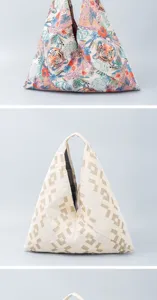 Stylische japanische Dreieck-Tasche mit geometrischem und Tigermuster für den Alltag.